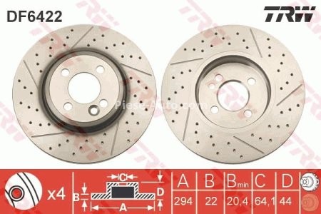 Disc frână TRW ,față, pentru: MINI (R50, R53), (R52), (R56), (R57), (R58), CLUBMAN (R55), CLUBVAN (R55) 1.4-2.0D 06.01-06.15 3