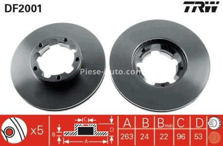 Disc frână TRW ,față, pentru: NISSAN CABSTAR E, TRADE 2.3D/2.7D/3.0D 01.94-11.06 3