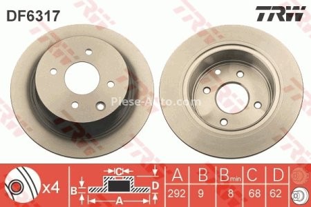 Disc frână TRW ,spate, pentru: NISSAN CUBE, TIIDA 1.5-1.8 01.03- 3