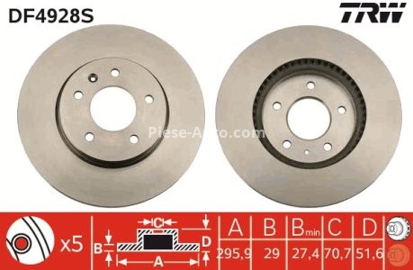 Disc frână TRW ,față, pentru: OPEL ANTARA A; PONTIAC TORRENT 2.0D-3.4 04.03- 3