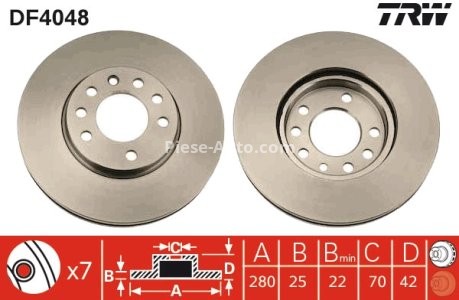 Disc frână TRW ,față, pentru: OPEL ZAFIRA; OPEL ASTRA G, ASTRA G/KOMBI, ASTRA H, ASTRA H CLASSIC, ASTRA H GTC, ASTRA H/KOMBI, COMBO TOUR, COMBO/MINIVAN 1.2-2.2D 02.98- 3