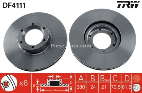 Disc frână TRW ,față, pentru: OPEL MOVANO A; RENAULT MASTER II 1.9D-3.0D 07.98- 3