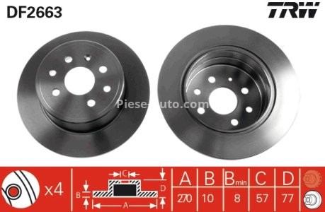 Disc frână TRW ,spate, pentru: OPEL CALIBRA A, VECTRA A 2.0 01.89-07.97 3