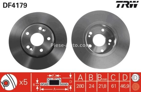 Disc frână TRW ,față, pentru: RENAULT LAGUNA II 1.6-2.0 03.01-12.07 3