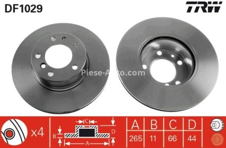 Disc frână TRW ,spate, pentru: RENAULT LAGUNA I, SAFRANE I, SAFRANE II 1.6-3.0 12.92-03.01 3