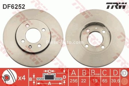 Disc frână TRW ,față, pentru: SEAT MII; SKODA CITIGO, E-CITIGO; VW LOAD UP, UP! 1.0/1.0CNG/Electric 08.11- 3