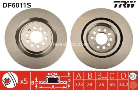 Disc frână TRW ,față, pentru: SEAT LEON 1.8/2.8 02.01-06.06 3