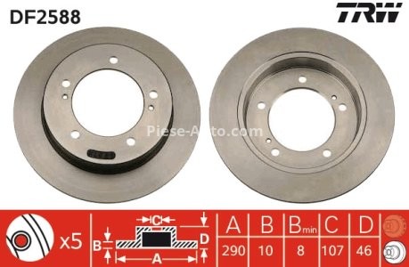 Disc frână TRW ,față, pentru: SUZUKI JIMNY, SAMURAI, VITARA, X-90 1.3-2.0D 01.88- 3