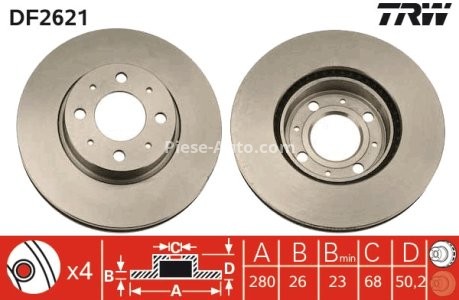 Disc frână TRW ,față, pentru: VOLVO 850 2.0/2.3/2.4 06.91-10.97 3