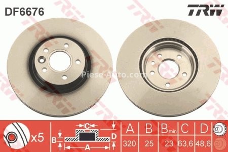 Disc frână TRW ,față, pentru: VOLVO C30, C70 II, S40 II, V40, V50 1.5-2.5 12.03-08.19 3