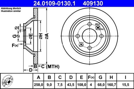Disc frână ATE, spate, pentru: SAAB 900 I, 9000 2.0-3.0 09.79-12.98