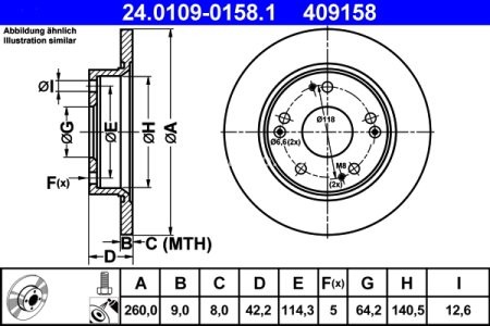 Disc frână ATE, spate, pentru: HONDA CIVIC IX, CIVIC VIII 1.3-2.2D 09.05-12.16 3