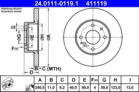 Disc frână ATE, față / spate pentru: ALFA ROMEO 145, 146, 155, 33; BUICK CENTURY; FIAT 500, 500 C, BARCHETTA, BRAVA 0.7-Electric 09.74- 3