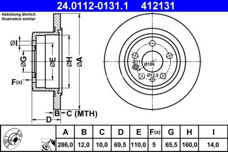 Disc frână ATE, spate, pentru: OPEL OMEGA B 2.0-3.2 03.94-07.03 3