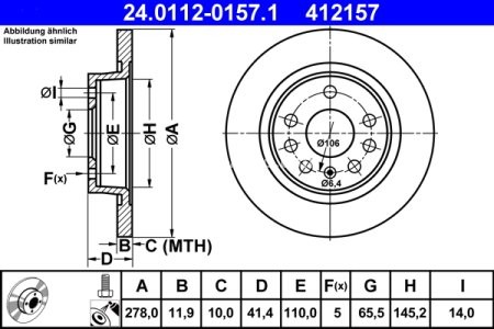 Disc frână ATE, spate, pentru: FIAT CROMA, CROMA/KOMBI; OPEL SIGNUM, VECTRA C, VECTRA C GTS; SAAB 9-3, 9-3X 1.6-3.2 04.02-02.15 3
