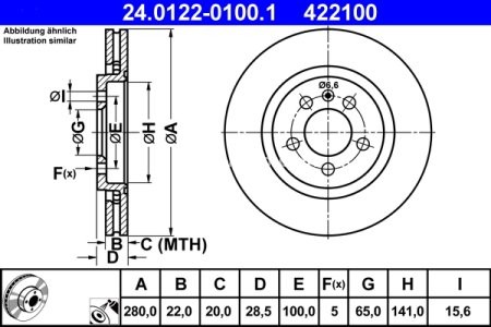 Disc frână ATE, față, pentru: SEAT TOLEDO I; VW CORRADO, GOLF III, PASSAT B3/B4, VENTO 1.6-2.9 05.91-03.99