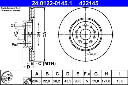 Disc frână ATE, față, pentru: ALFA ROMEO 147, 156, 164, GT, GTV, SPIDER; FIAT BRAVO II, CROMA, DOBLO, DOBLO CARGO, QUBO, TIPO; LANCIA THEMA; OPEL COMBO TOUR 1.0-3.2 11.84- 3