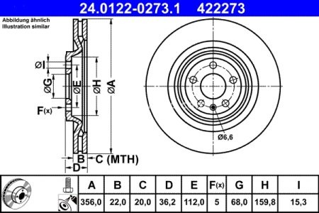 Disc frână ATE, spate,  (puternic carbonatat; cu suruburi) pentru: AUDI A6 C7, A7, A8 D4 1.8-6.3 11.09-09.18 3
