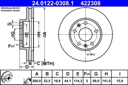 Disc frână ATE, față, pentru: RENAULT MEGANE IV 1.2/1.5D/1.6 11.15-