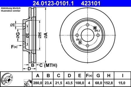 Disc frână ATE, față, pentru: SAAB 900 I, 9000 2.0/2.1 09.79-12.98