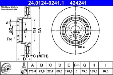 Disc frână ATE, spate,  (puternic carbonatat; cu suruburi) pentru: BMW 5 GRAN TURISMO (F07), 7 (F01, F02, F03, F04) 3.0D-6.0 09.08-02.17 3
