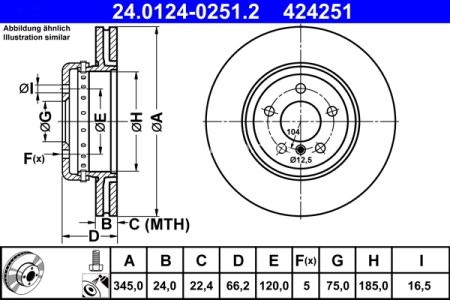 Disc frână ATE, din două piese, spate pentru: BMW 3 (F30, F80), 3 (F31), 3 GRAN TURISMO (F34), 4 (F32, F82), 4 (F33, F83), 4 GRAN COUPE (F36) 1.5-3.0H 11.11- 3