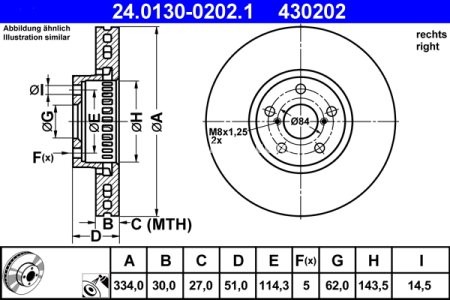 Disc frână ATE, față, dreapta pentru: LEXUS GS, IS II, IS III, RC 2.0-4.6 04.05- 3