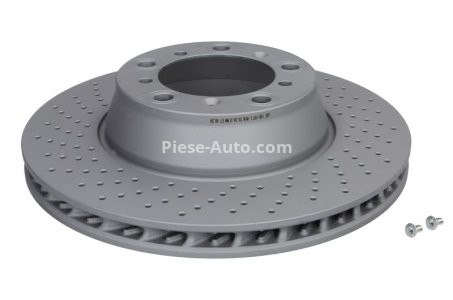 Disc frână ATE, spate, stânga (modelat / puternic carbonatat) se potrivește: PORSCHE 911, 911 SPEEDSTER, 911 TARGA 3.0-3.8 03.99-12.19