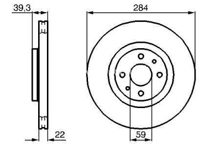 Disc frână BOSCH, față, pentru: ALFA ROMEO 145, 146, 155; FIAT BRAVO II, COUPE, DOBLO, DOBLO/ MINIVAN, MULTIPLA, PUNTO, TIPO; LANCIA DEDRA, DELTA II 1.3D-2.0 04.90- 3