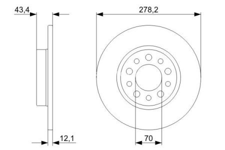 Disc frână BOSCH, spate, pentru: ALFA ROMEO 159, BRERA, GIULIETTA, SPIDER 1.4-2.2 06.05-12.20 3
