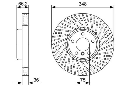 Disc frână BOSCH, față, dreapta pentru: BMW 5 (F10), 5 (F11), 5 GRAN TURISMO (F07), 6 (F12), 6 (F13), 6 GRAN COUPE (F06), 7 (F01, F02, F03, F04) 2.0-4.4 02.08-10.18 1