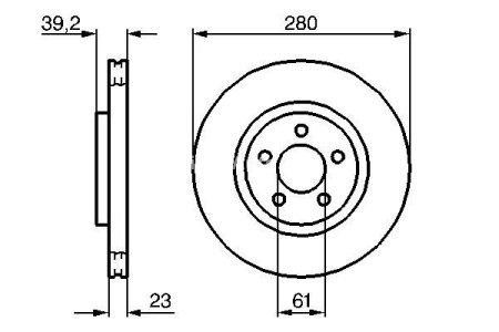 Disc frână BOSCH, față, pentru: CHRYSLER NEON II, PT CRUISER; DODGE NEON II 1.6-2.4 08.99-