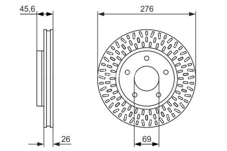 Disc frână BOSCH, față, pentru: DODGE CALIBER; MITSUBISHI LANCER VII, LANCER VIII 1.5-2.0D 09.03- 3