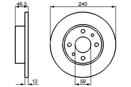 Disc frână BOSCH, față, pentru: FIAT 147, DUNA, ELBA, FIORINO, FIORINO/MINIVAN, PALIO, PANDA, PREMIO, SIENA, UNO; INNOCENTI ELBA; LANCIA Y10 0.9-1.9D 01.80-12.09