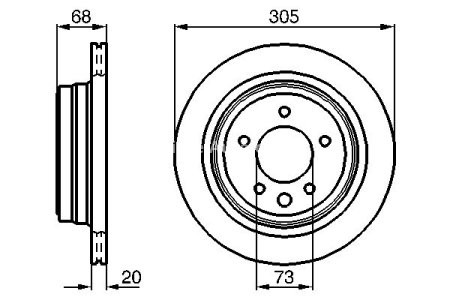 Disc frână BOSCH, spate, pentru: JAGUAR XJ, XJSC, XK 8 3.2-6.0 09.85-12.06