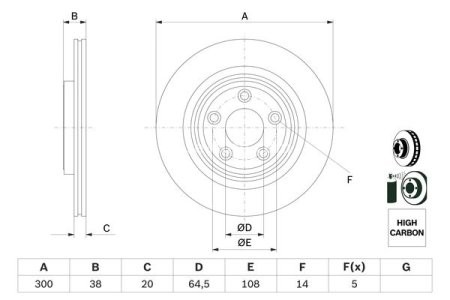 Disc frână BOSCH, spate, pentru: JAGUAR S-TYPE II 2.5-4.2 01.99-12.07 3