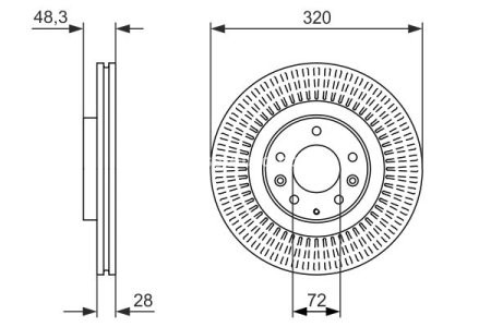 Disc frână BOSCH, față, pentru: MAZDA CX-7, CX-9 2.0-3.7 06.06- 3