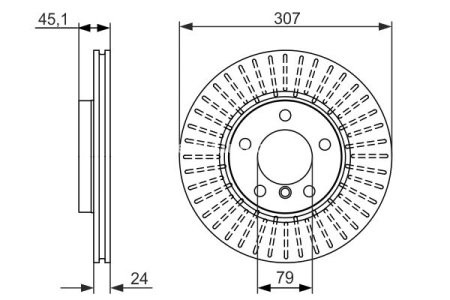 Disc frână BOSCH, față, pentru: MINI COUNTRYMAN (R60), PACEMAN (R61) 1.6 08.10-10.16 3