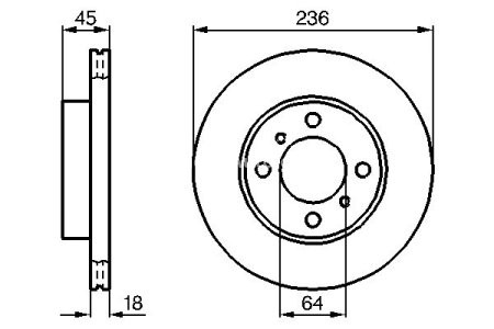 Disc frână BOSCH, față, pentru: MITSUBISHI CARISMA, COLT IV, COLT V, LANCER V, LANCER VI, MIRAGE IV, MIRAGE V 1.3-2.0D 12.91-06.06 3