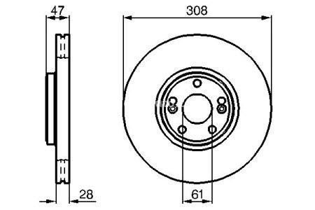 Disc frână BOSCH, față, pentru: RENAULT ESPACE IV, LAGUNA II 1.8-3.0D 03.01- 3