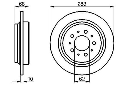 Disc frână BOSCH, spate, pentru: VOLVO 850, S70, V70 I, XC70 I 2.0-2.5D 12.95-09.02 3
