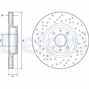 Set discuri frână DELPHI (2 buc.) ,față,  pentru: ABARTH 500 / 595 / 695, 500C / 595C / 695C 1.4 07.08-