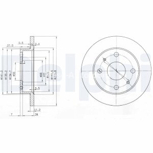 Set discuri frână DELPHI (2 buc.) ,față,  pentru: DAIHATSU CUORE V, CUORE VI, CUORE VII, TREVIS 0.7/1.0 11.98- 3