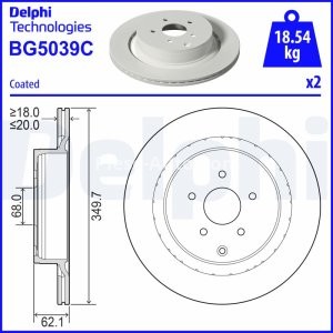 Set discuri frână DELPHI (2 buc.) spate, pentru: INFINITI FX, M, M37, Q50, Q60, Q70, QX70 2.0-5.6 10.08-