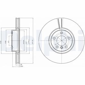 Disc frână DELPHI, față, pentru: BMW X5 (E70), X5 (F15, F85), X6 (E71, E72), X6 (F16, F86) 2.0H-4.8 10.06-07.19 3