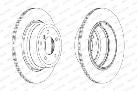 Disc frână FERODO, spate, se potrivește: BMW 5 (E60), 5 (E61) 2.0D-3.0D 12.01-12.10 1