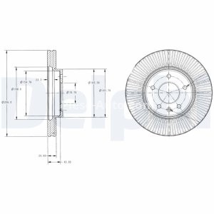 Set discuri frână DELPHI (2 buc.) ,față,  pentru: CHEVROLET CAPTIVA; OPEL ANTARA A 2.0D-3.2 06.06- 3