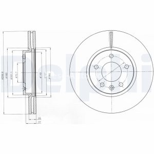 Set discuri frână DELPHI (2 buc.) ,față,  pentru: CHEVROLET CRUZE, ORLANDO, TRAILBLAZER, VOLT; OPEL AMPERA, ASTRA J, ASTRA J GTC, MOKKA / MOKKA X, ZAFIRA C 1.3-2.0D 05.09-