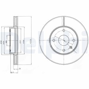 Set discuri frână DELPHI (2 buc.) ,față,  pentru: CHEVROLET EPICA; DODGE RAM 2500 2.0-5.9D 01.93-12.11 3