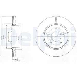 Set discuri frână DELPHI (2 buc.) ,față,  pentru: CHRYSLER GRAND VOYAGER V, VOYAGER V; DODGE JOURNEY; FIAT FREEMONT; VW ROUTAN 2.0D-4.0 10.07-
